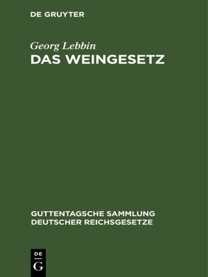 cover image of Das Weingesetz